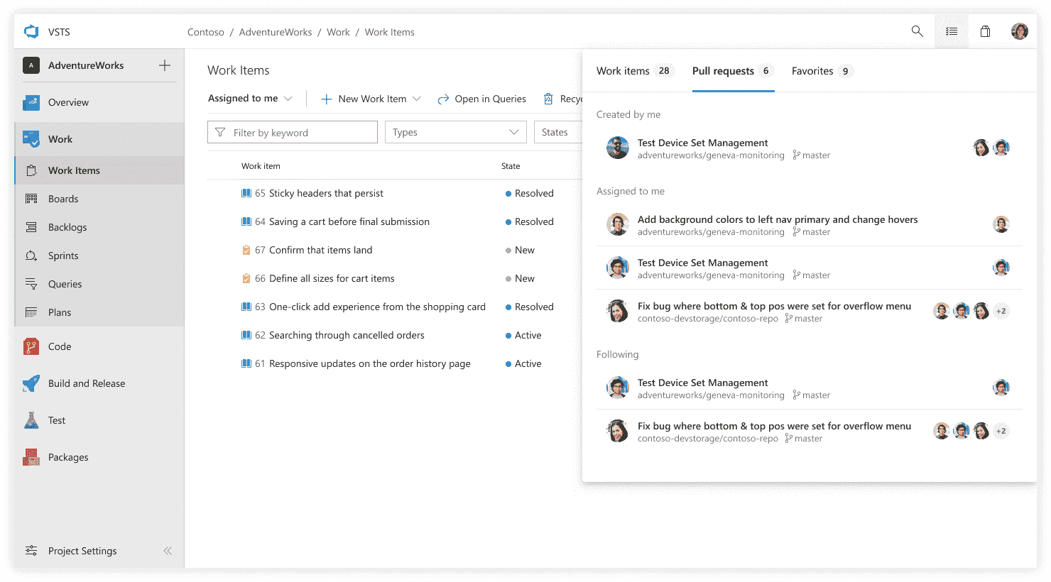 New Fluent Design Navigation for Visual Studio Team Services myworkglow.png