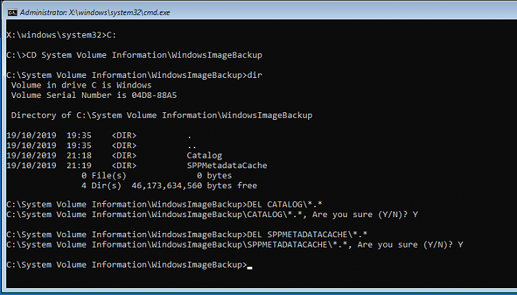 Windows 11 keeps deleting system restore points on its own, rendering System Restore... nactive-system-image-restore-points-system-restore-advanced-start-up-command-prompt-delete-files.png