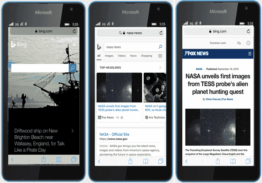 Introducing Bing AMP viewer and Bing AMP cache NASA-AMP-Example_2.png