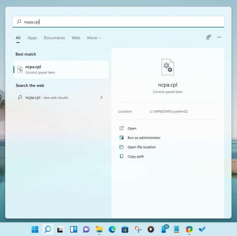 Windows 11 Insider Preview Build 22538 brings some improvements to Voice Access and the UI... ncpa.cpl-windows-11.jpg