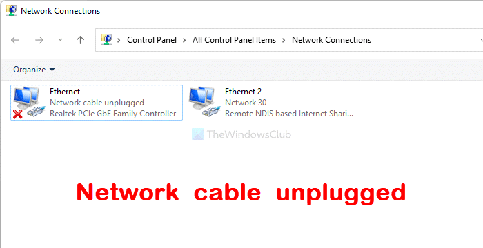 Fix Network cable unplugged error on Windows 11 Network-cable-unplugged.png