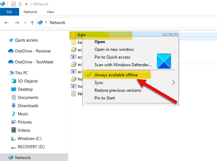 How to make Network files Always Available Offline on Windows 10 network-folder-always-available-as-offline.png