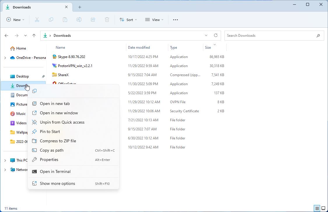 [Windows 11 Dev Channel] Restore the old context menu style in File Explorer's left pane New-context-menu-in-Windows-11s-File-Explorers-left-pane.jpg
