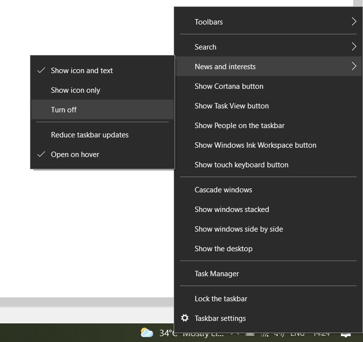 Windows 10 KB5003637 update could break your taskbar, printer News-and-Interests-feed.jpg
