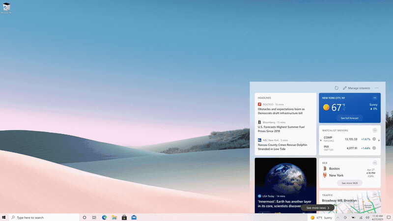 Enable or Disable News and Interests on Taskbar using Group Policy or Registry Editor News-and-Interests-on-Taskbar-in-Windows-10.gif