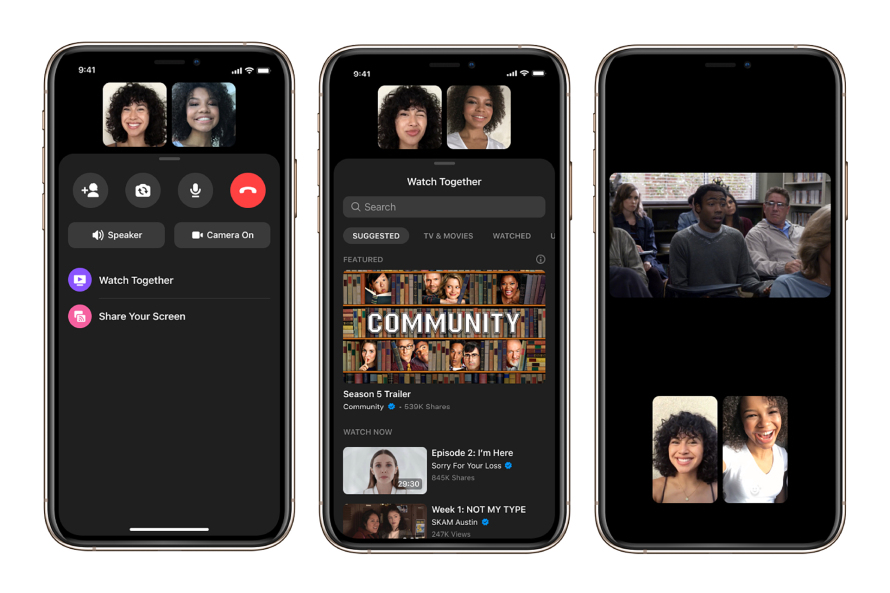 Facebook introduces Watch Together on Messenger Newsroom_WatchTogetherThreePhones.jpg