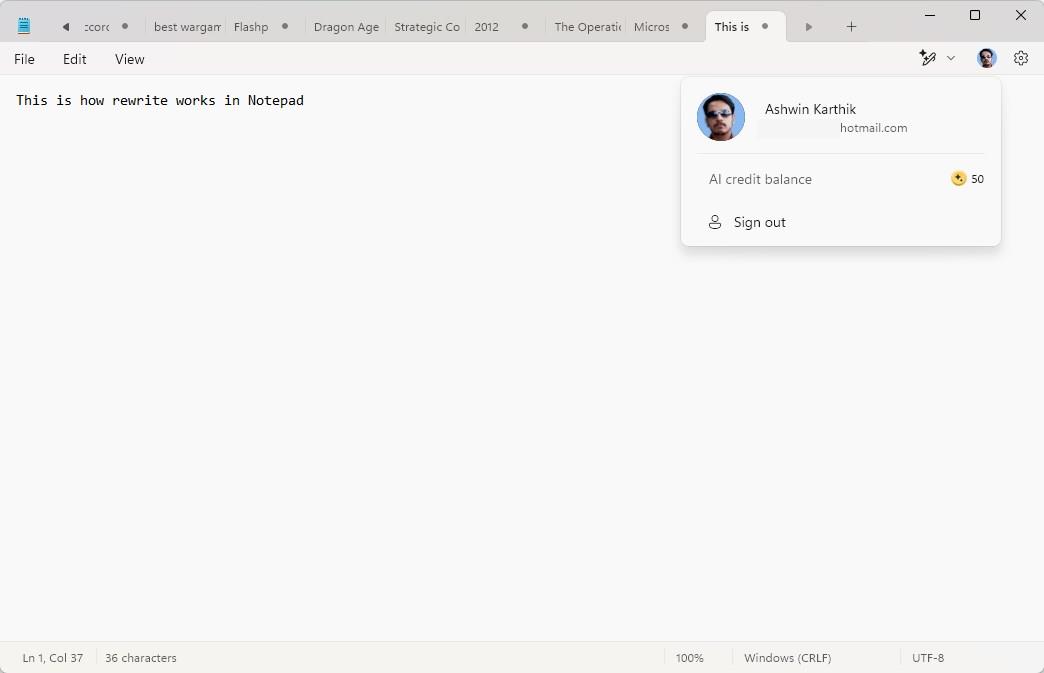 Here's a closer look at Rewrite AI in Notepad Notepad-AI-credits-balance.jpg
