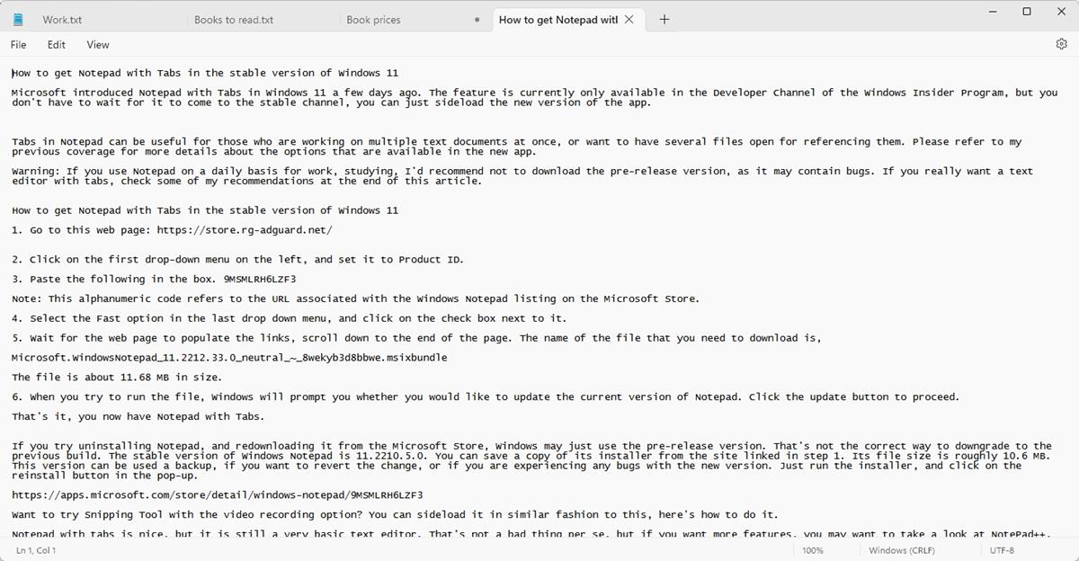 How to get Notepad with Tabs in the stable version of Windows 11 Notepad-with-tabs-windows-11.jpg