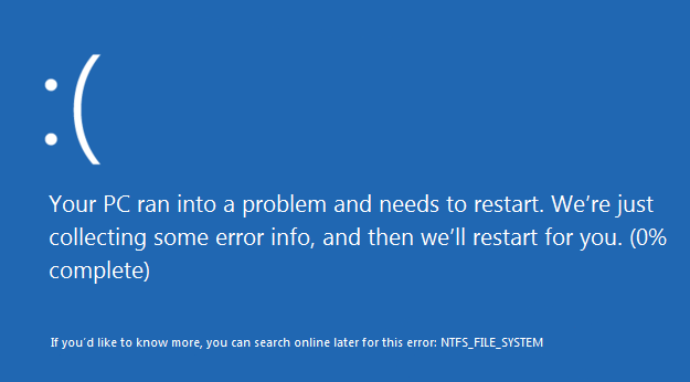 After installation and re-installation, boot issues continue... NTFS_FILE_SYSTEM-01.png
