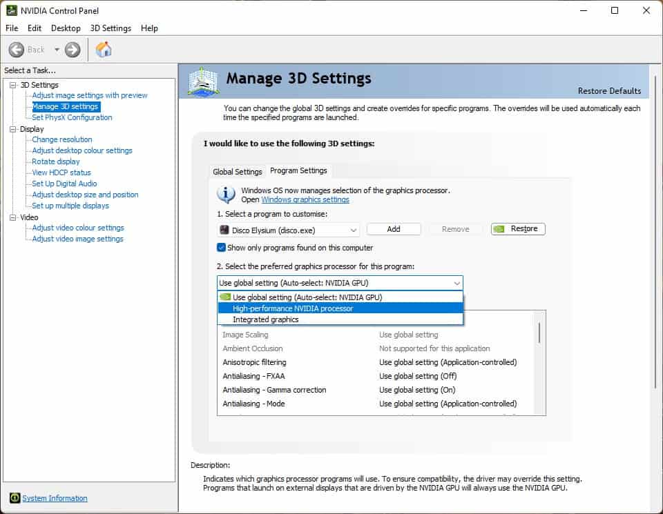 Microsoft introduces optimizations for windowed games to reduce latency in Windows 11 nvidia-control-panel-settings.jpg