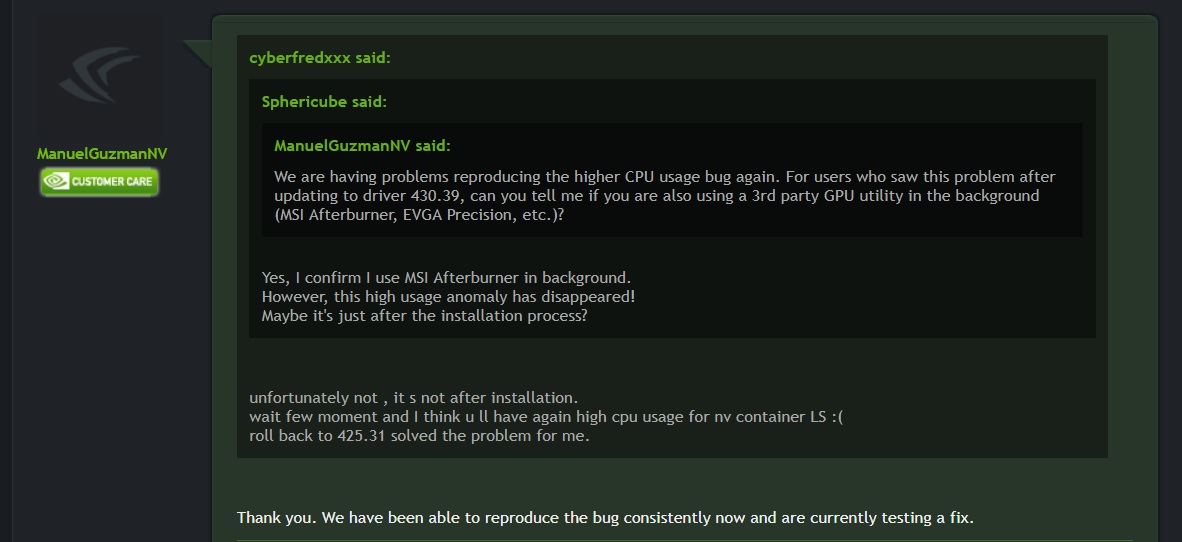Nvidia driver 430.39 causes high CPU usage on Windows for some users Nvidia-CPU-usage-reason.jpg