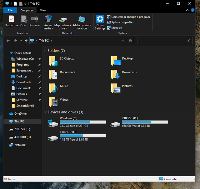 Light grey bottom ribbon still there in dark mode after unchecking 'show status bar' o35a5uuh171b1.png
