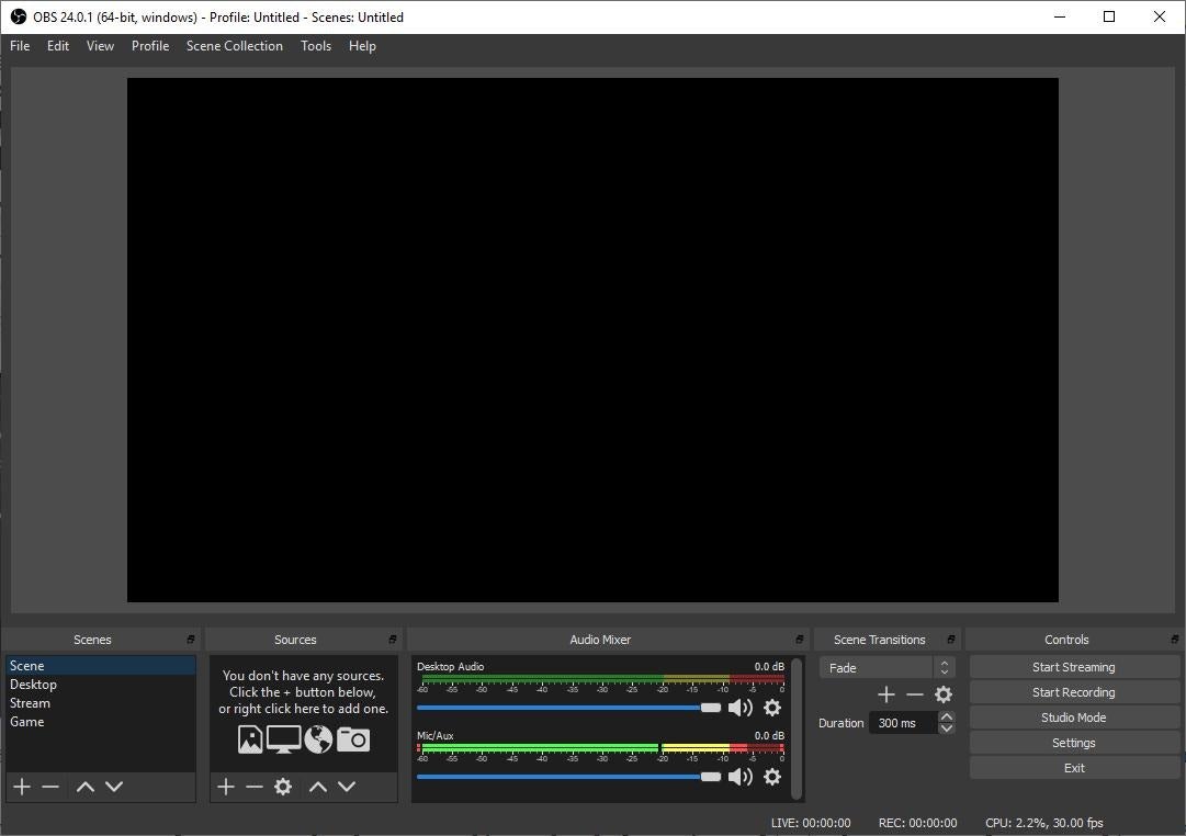 OBS Studio is an open source video recorder and streaming app for Windows, Linux and macOS OBS-Studio-interface.jpg