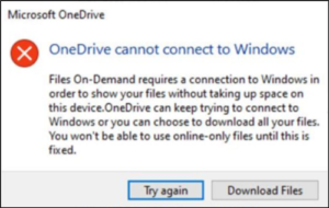 Fix OneDrive cannot connect to Windows error message in Windows 10 onedrive-error-message-300x190.png