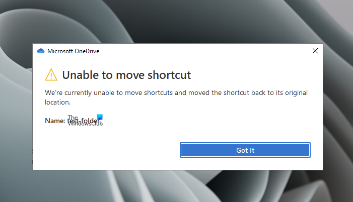 Fix OneDrive Unable to move shortcut error OneDrive-Unable-to-move-shortcut.png