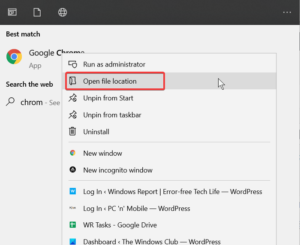 How to enable or disable System Print Dialog in Chrome browser open-file-location-300x245.png