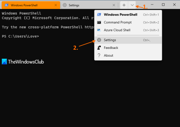 How to enable Transparent Background in Windows Terminal open-Settings.png