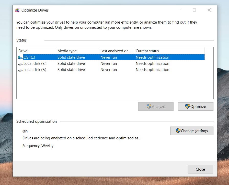 Windows 10 update fixes annoying bug that affects your SSD drives Optimize-Drives-tool.jpg