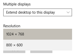 Using a Surface Go as a secondary monitor, there is no option for the native resolution of... oStd9.png