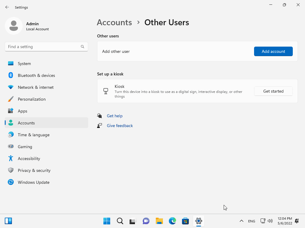 How to use local accounts on Windows 11 version 22H2 devices other-users.png