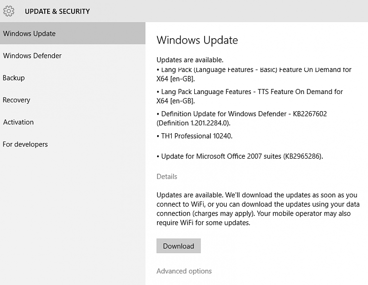 The current set up shows my printer as "metered" It is NOT metered. How do I update the... ow-set-pdanet-metered-connection-windows-update-run-metered-connection-build-10240-ready-install.png
