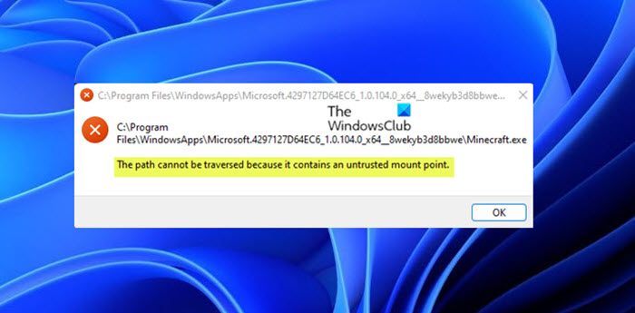 Path cannot be traversed due to untrusted mount point Path-cannot-be-traversed-due-to-untrusted-mount-point-1.jpg