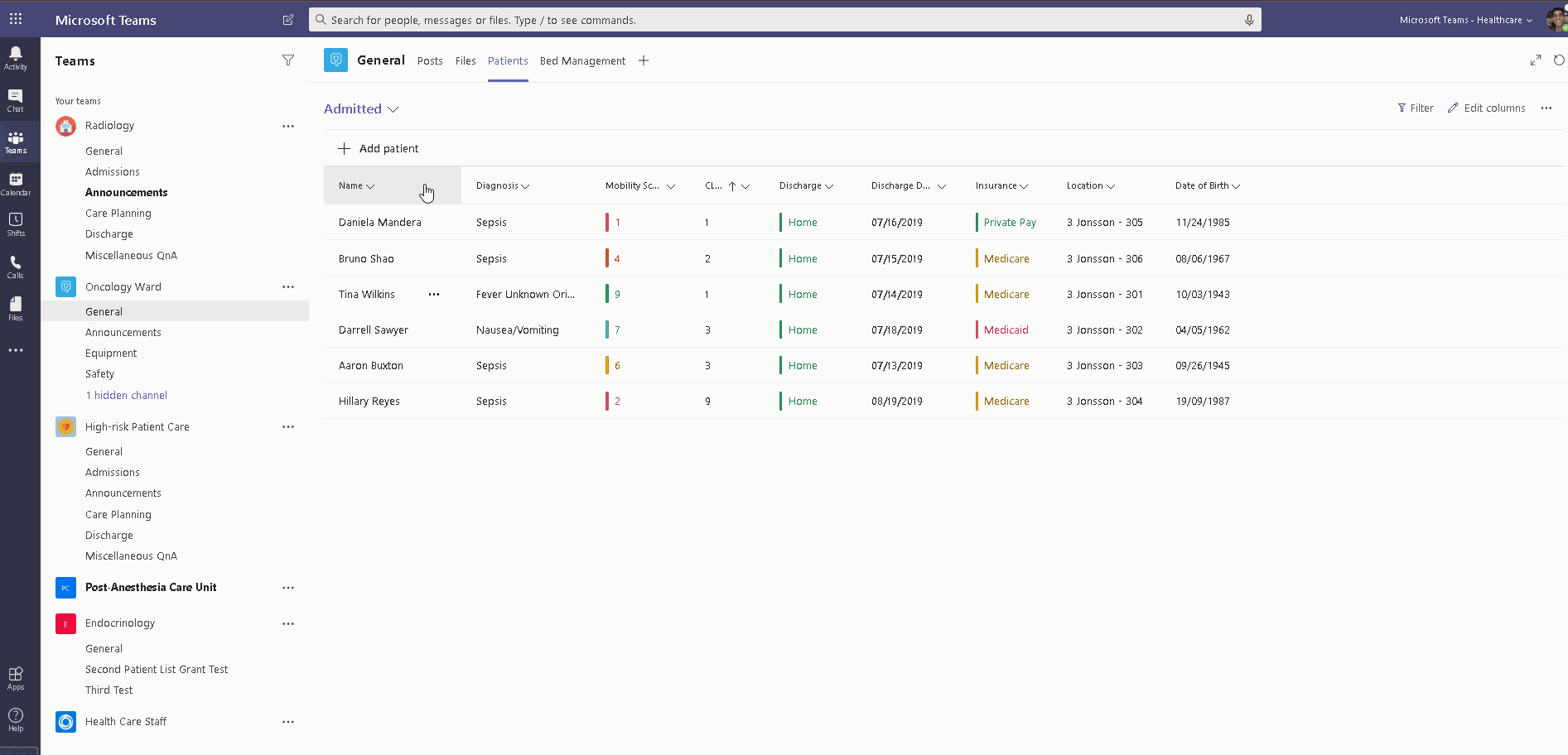 What is New in Microsoft Teams announced at Ignite 2019 Patients_manual%20demo%207.gif