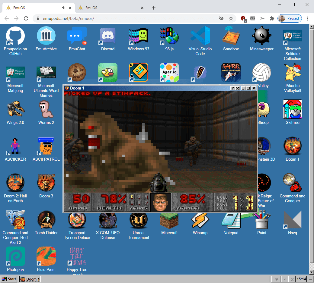 EmuOS: run retro games and apps right in your browser pc-game-doom.png