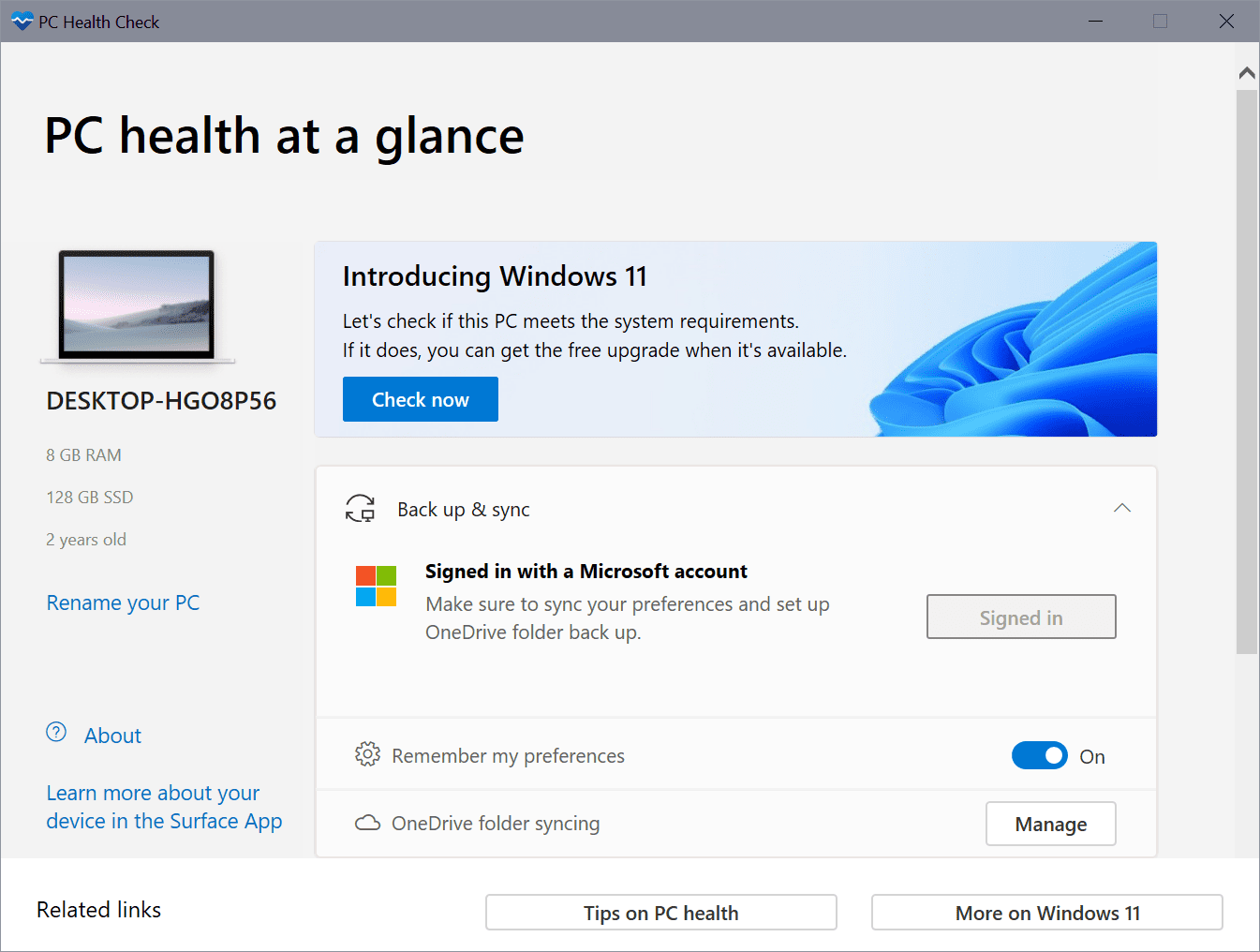 Microsoft is pushing its PC Health Check App to Windows 10 systems. Here is how you... pc-health-check-app-windows-10.png