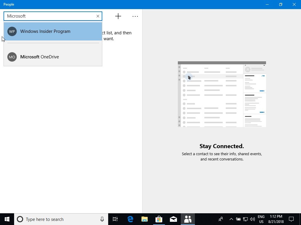 Microsoft People app for Windows 10 ditches hamburger menu in latest update People-app-homepage.jpg