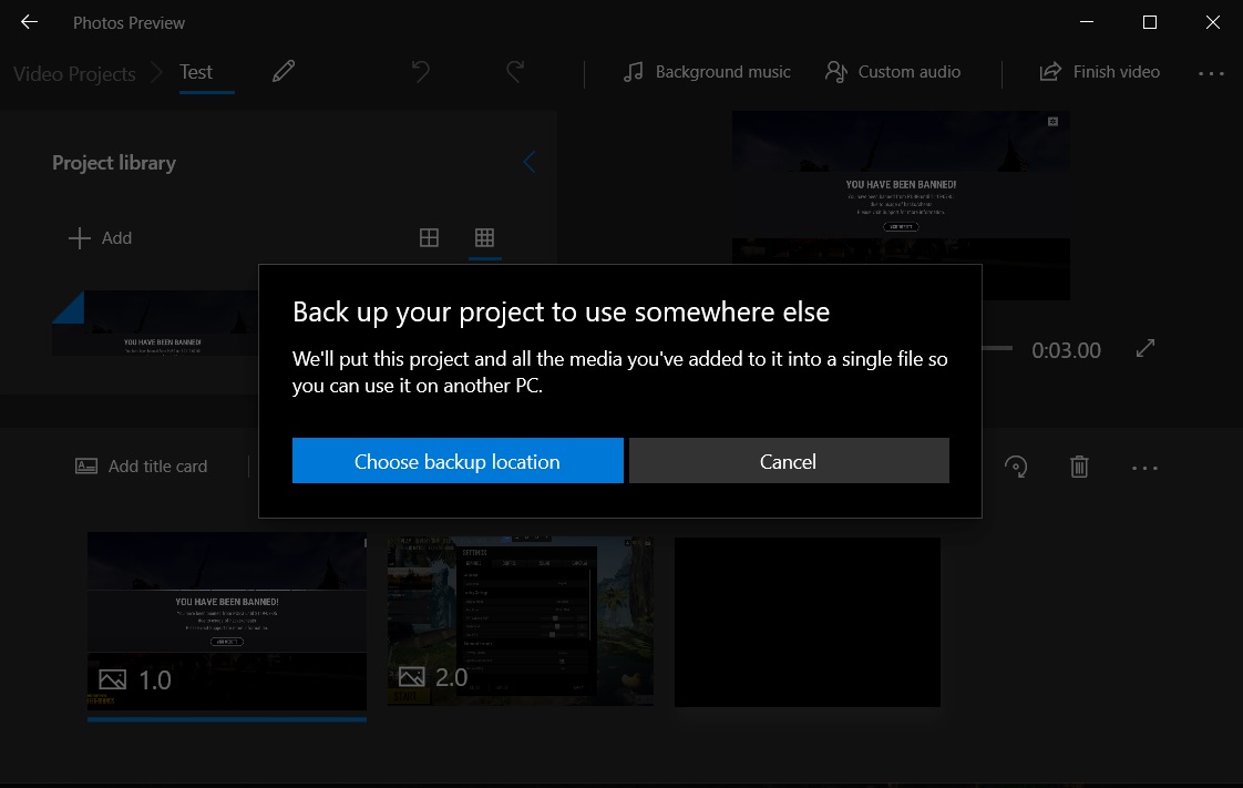 Windows 10 Photos app is losing OneDrive video project sync Photos-app-backup.jpg