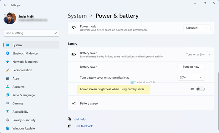 Prevent Windows from decreasing brightness when using Battery Saver prevent-decreasing-brightness-when-using-battery-saver.png