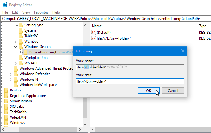How to prevent users from indexing Specific Paths in Search Index on Windows 10 prevent-users-indexing-specific-paths-search-index-2.png