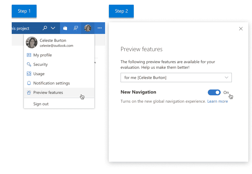 New Fluent Design Navigation for Visual Studio Team Services prevewfeatures.png