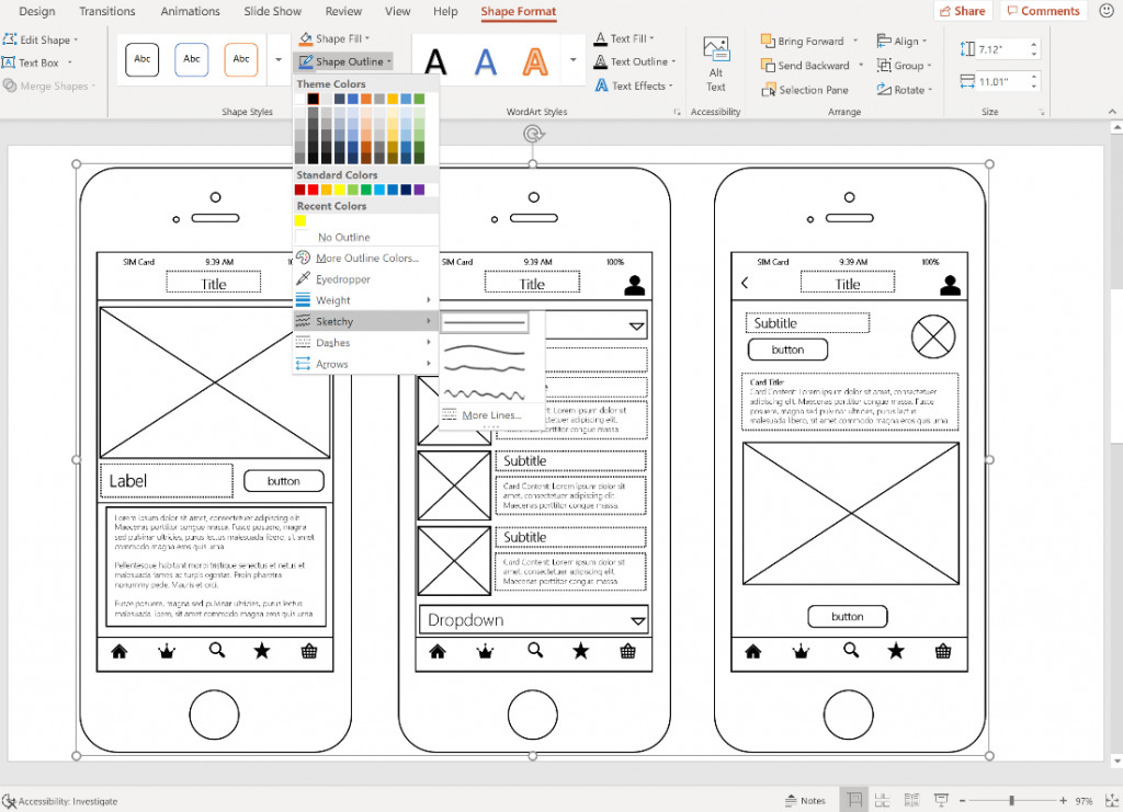 New Sketchy Shapes feature for Office 365 Word, PowerPoint, and Excel professional-outline-1024x741.png