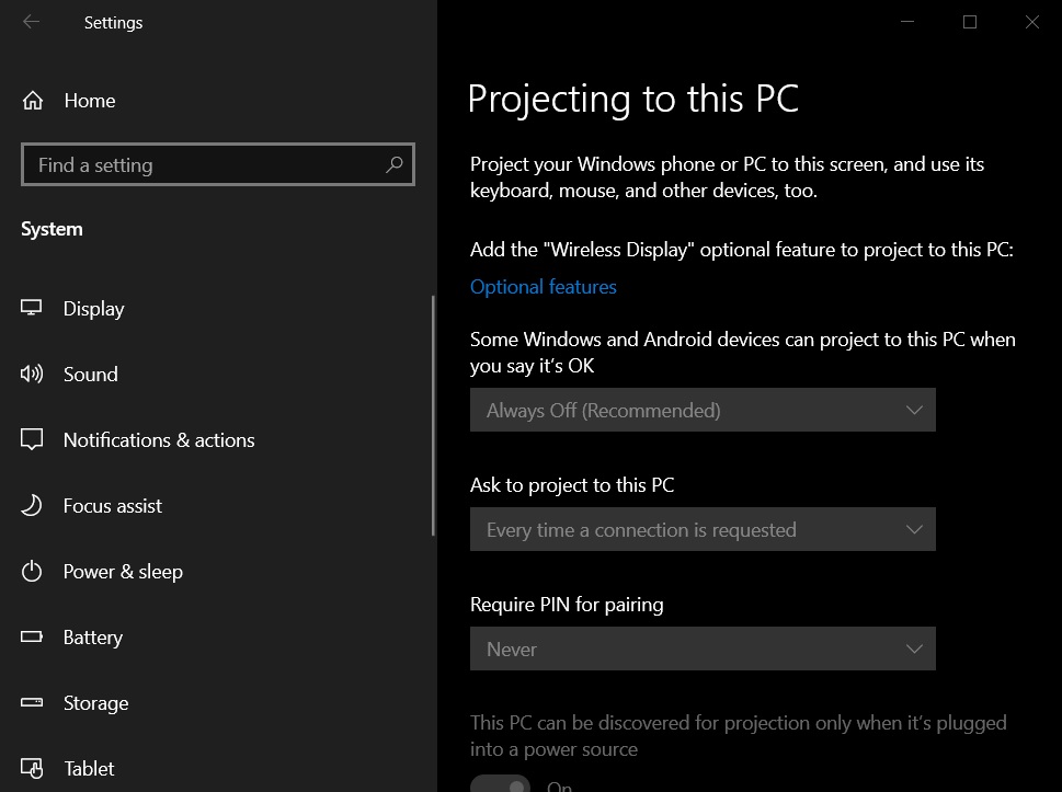Windows 10’s screen mirroring feature is now optional Projecting-to-this-PC.jpg