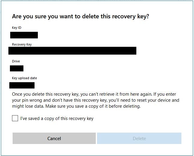 I had to reinstall windows 11, do I need to delete the old BitLocker recovery key and save... qcAkPSo.jpg