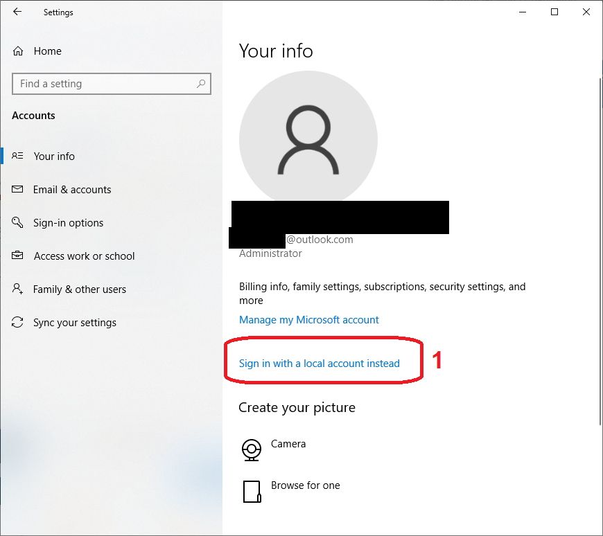 I cant switch back to local account. It says "we cant verify your identity". qTMyoam.png