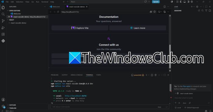 How to run React app in Visual Studio Code react-app.jpg