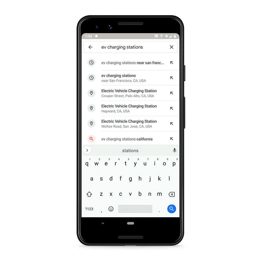Google Maps now shows available EV charging ports in U.S. and U.K. realtime_launch.gif