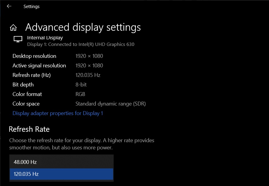 List of new features in Windows 10 October 2020 Update Refresh-rate-options-1.jpg