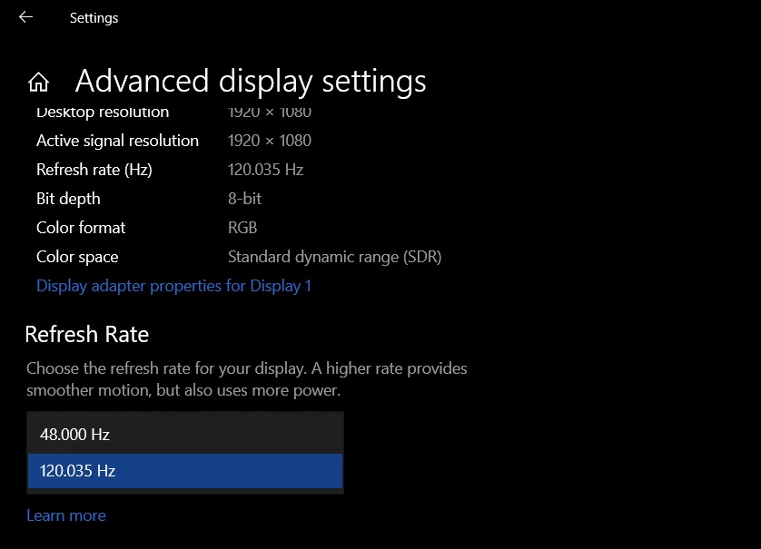Windows 10 gets new refresh rate feature, Start Menu search tweaks Refresh-rate-options.jpg