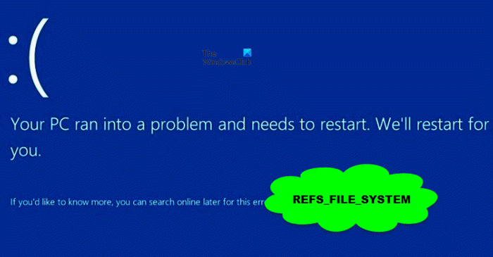 Fix REFS_FILE_SYSTEM Blue Screen error on Windows 11/10 REFS_FILE_SYSTEM.png