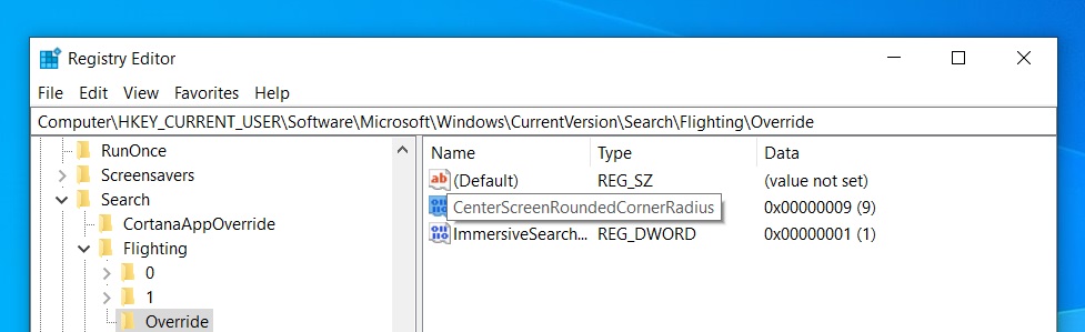 Windows 10’s hidden immersive search has rounded corners and more Registry-Editor.jpg