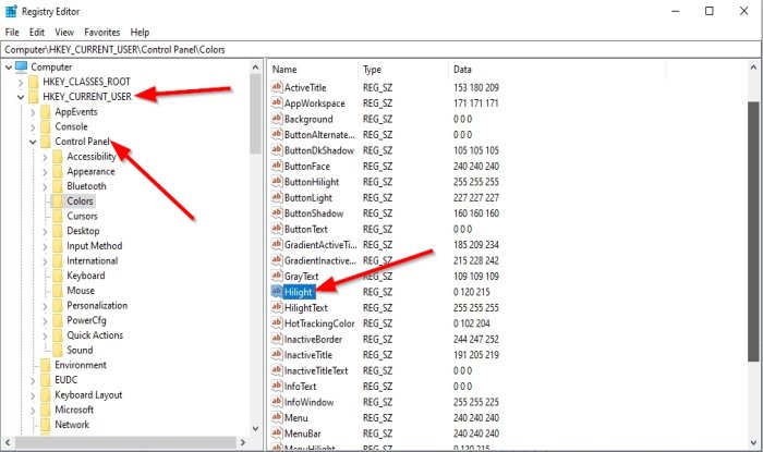 How to change the Background Color of selected or highlighted Text in Windows 10 Registry-Editor-window.jpg