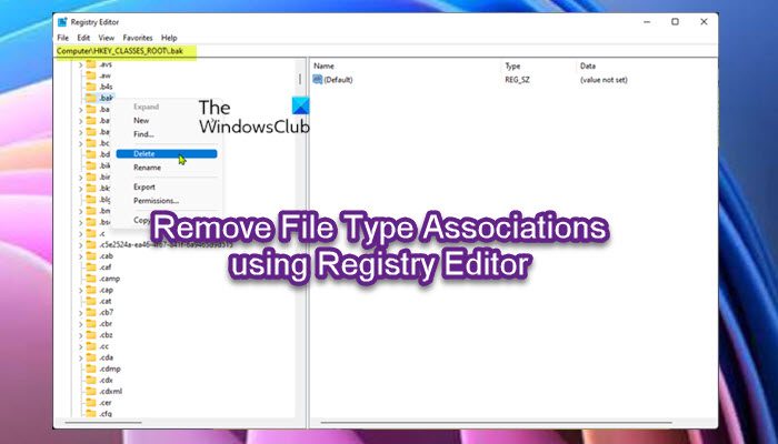 How to remove File Type Associations using Registry Editor in Windows 11/10 Remove-File-Type-Associations-using-Registry-Editor.jpg