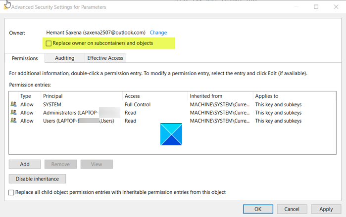 You have been denied permission to access this folder replace-owners-or-subcontainers.png