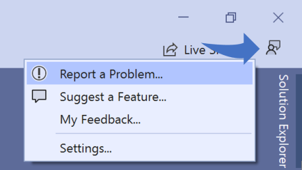 Visual Studio 2022 version 17.0 Preview 2 released report-a-problem.png