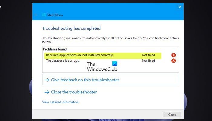 Required applications are not installed correctly – Windows Start Menu Required-applications-are-not-installed-correctly-Start-Menu.jpg