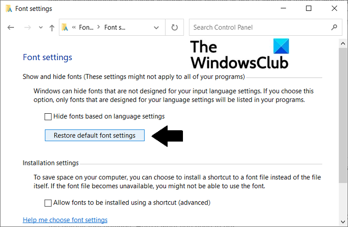 How to fix corrupted Fonts in Windows 11/10 reset-font-settings-1.png